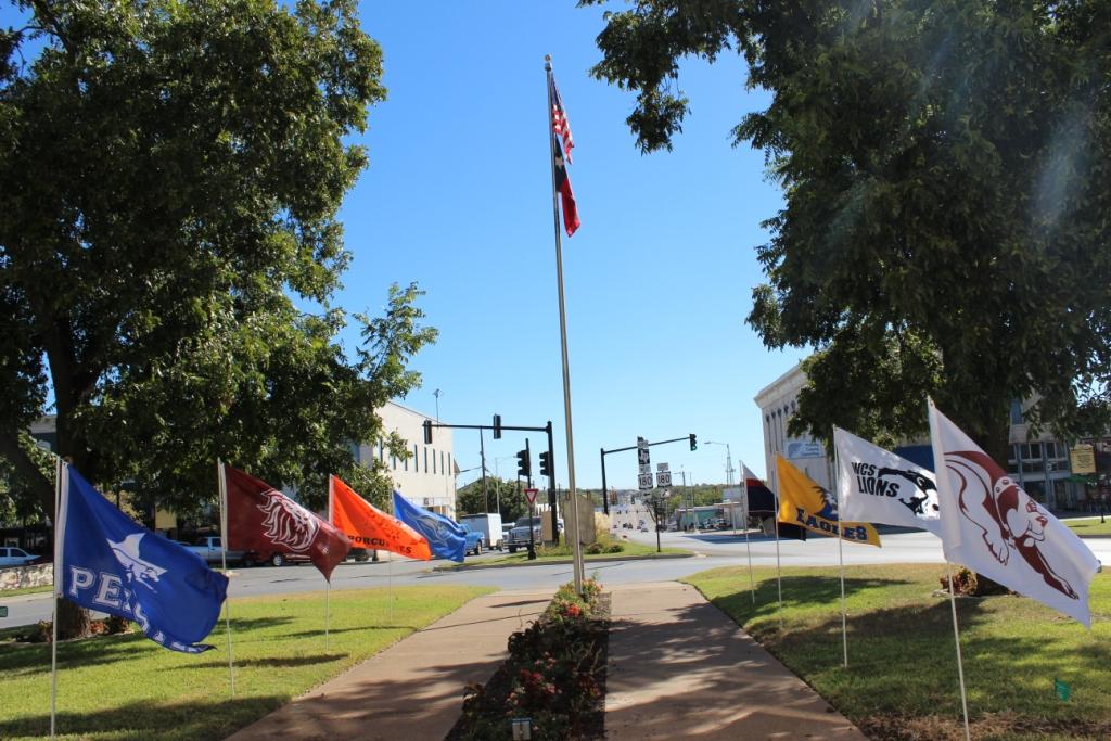 Flags From Parker County Schools Fly on the East Lawn of the Parker County Courthouse Every Friday
